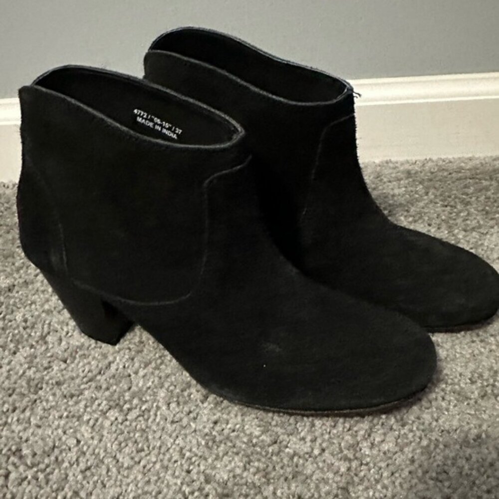 H By Hudson Black Suede Ankle Boots EU 37 US 7 Boho Indie Sleaze Bootie - Picture 3 of 13